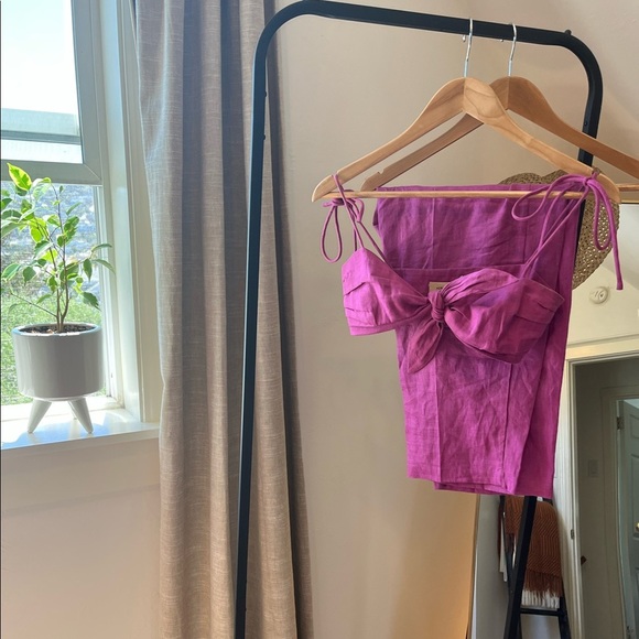 ADRIANA DEGREAS LINEN FUSHIA SET! RARE - Picture 8 of 8